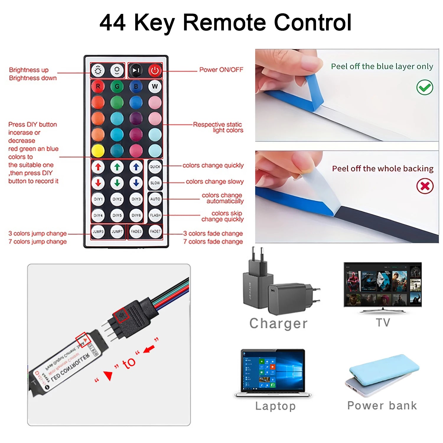 Vibrant LED Strip Lights with Remote